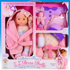 Goldberger Doll Mfg / 13" Baby's First EZ Dress Dolly™ Travel & Go Playset